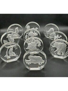 VTG Danbury Mint Wildlife Crystals Collection Paperweight W Germany Set Of 10